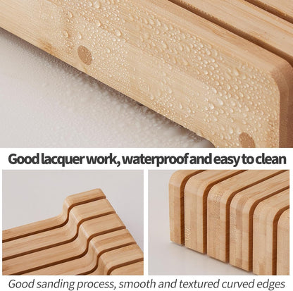 Bamboo Knife Block and In-Drawer Storage, Display Stand and Organizer, In-Drawer Knife Drawer Organizer(Knives Not Included)