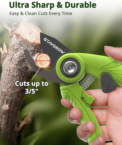 2pcs 6.5" Pruning Shears for Gardening, Ultra Sharp Garden Scissors for Precise Cuts, Stainless Steel Bonsai Clippers with Spring Loaded, 6.5 Inch Garden Shears (1pc Straight & 1pc Curved)