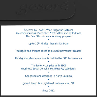 GASARÉ, Set of 2, Extra Large, Thick, Silicone Mats for Kitchen Counter, Heat Resistant Mats, Countertop Protector, Non-Slip, Easy to Clean, 25 x 17 Inches x 1.4mm, Black