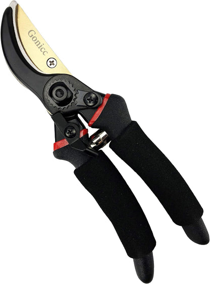 gonicc 8" Professional Premium Titanium Bypass Pruning Shears (GPPS-1003), Hand Pruners, Garden Clippers, Bonsai Cutters
