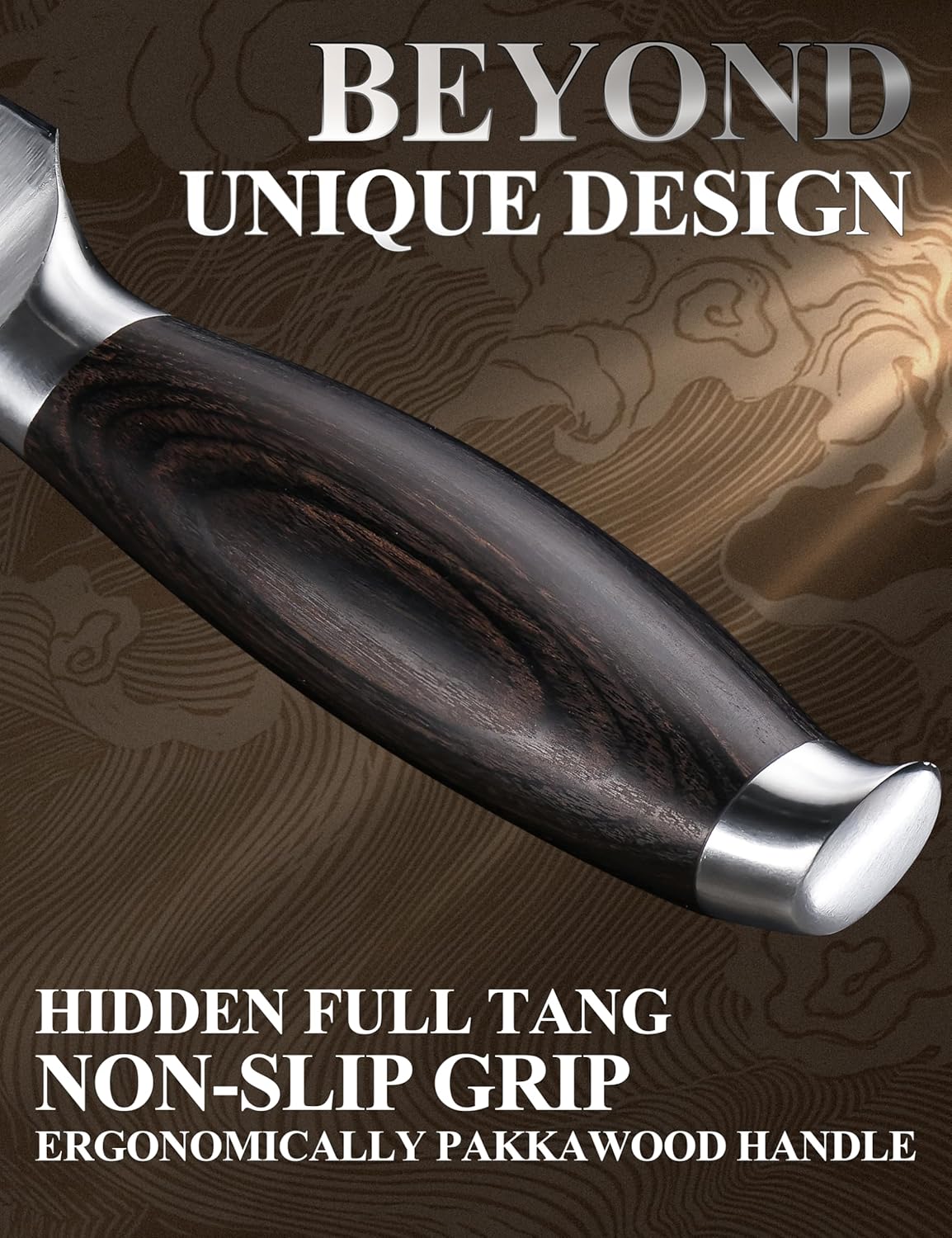 WILDMOK Meat Cleaver Knife 7.8 Inch, Ultra Sharp Chinese Chef's Knives - Kitchen Chopping Knife, German Steel & Ergonomic Handle for Meat Cutting Vegetable Slicing