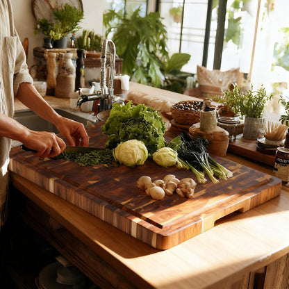 Utoplike Extra Large XXXL Bamboo Cutting Board 24 x16 Inch, Largest Wooden Butcher Block for Turkey, Meat, Vegetables, BBQ, Over the Sink Chopping Board with Handle and Juice Groove, Thickness 1.25"