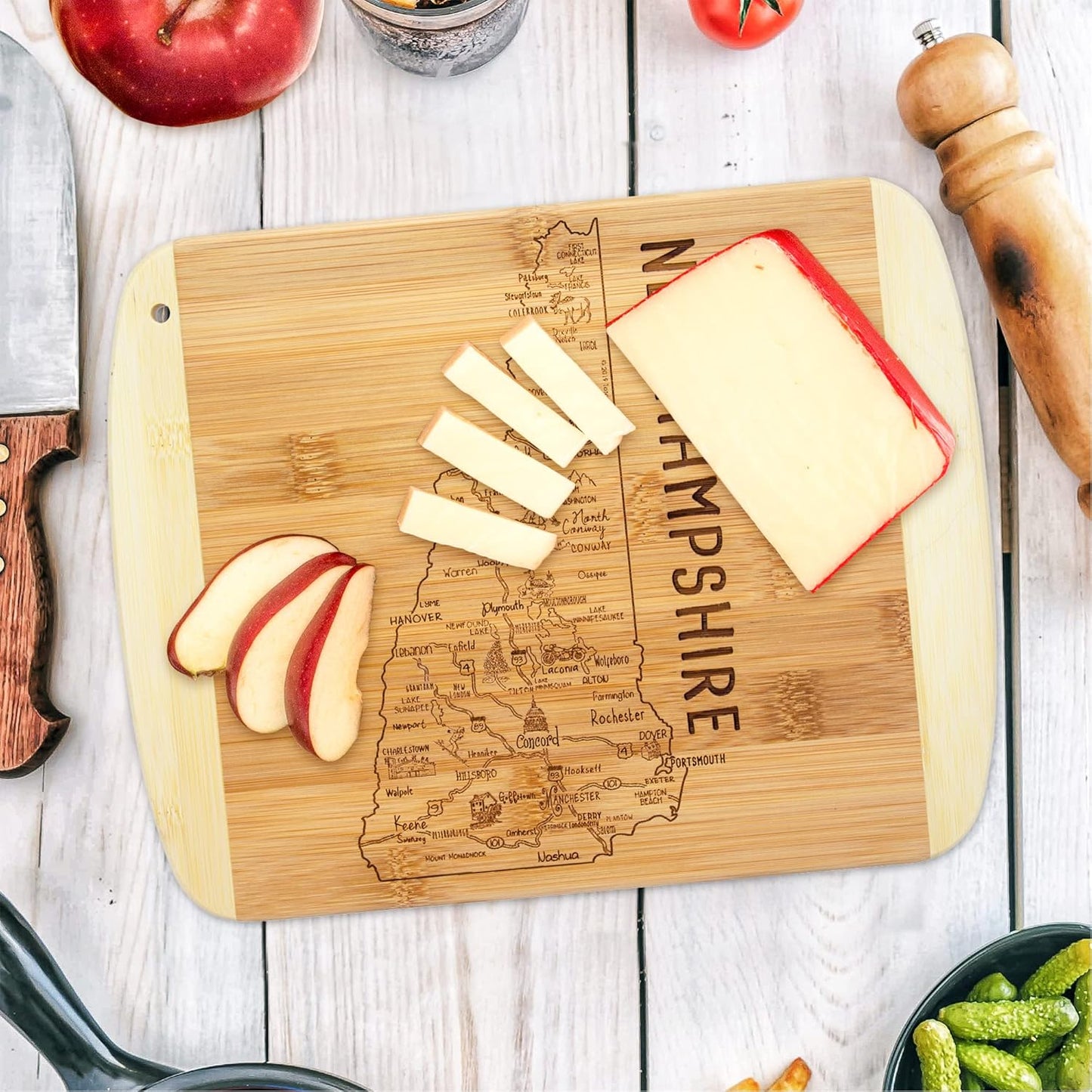 Totally Bamboo A Slice of Life New Jersey State Serving and Cutting Board, 11" x 8.75" - Colors A