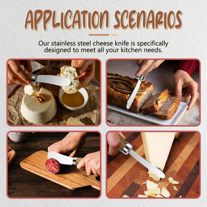Butter Knife Spreader, Cheese Spreader Knives Set of 4, Stainless Steel Butter Knives with Acacia Wood Handle, Small Cheese Knives for Cold Butter, Soft Cheese Spreader, Jam, Charcuterie, Pastry