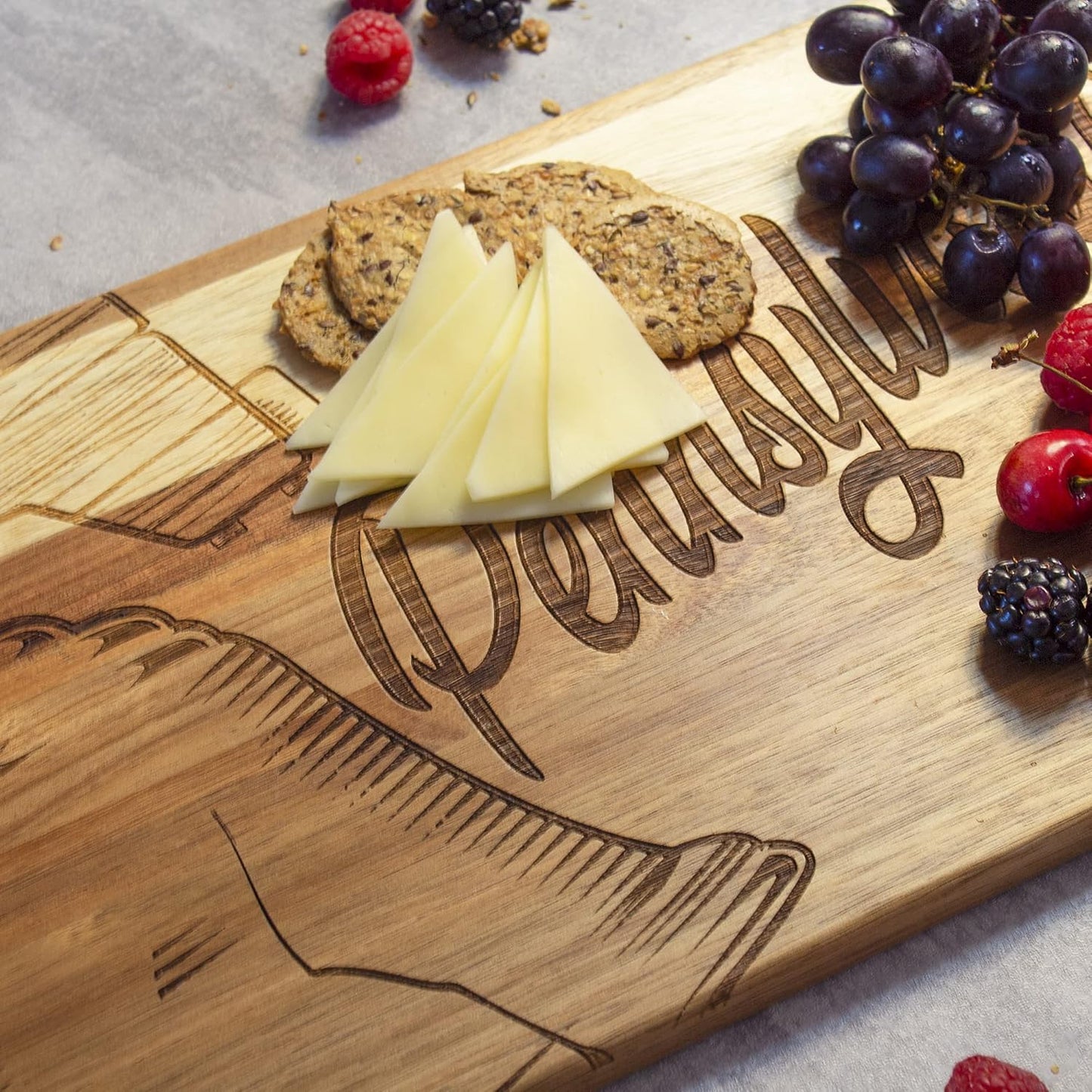 Totally Bamboo Rock & Branch Origins Series New York State Shaped Cutting Board and Charcuterie Serving Tray, Includes Hang Tie for Wall Display