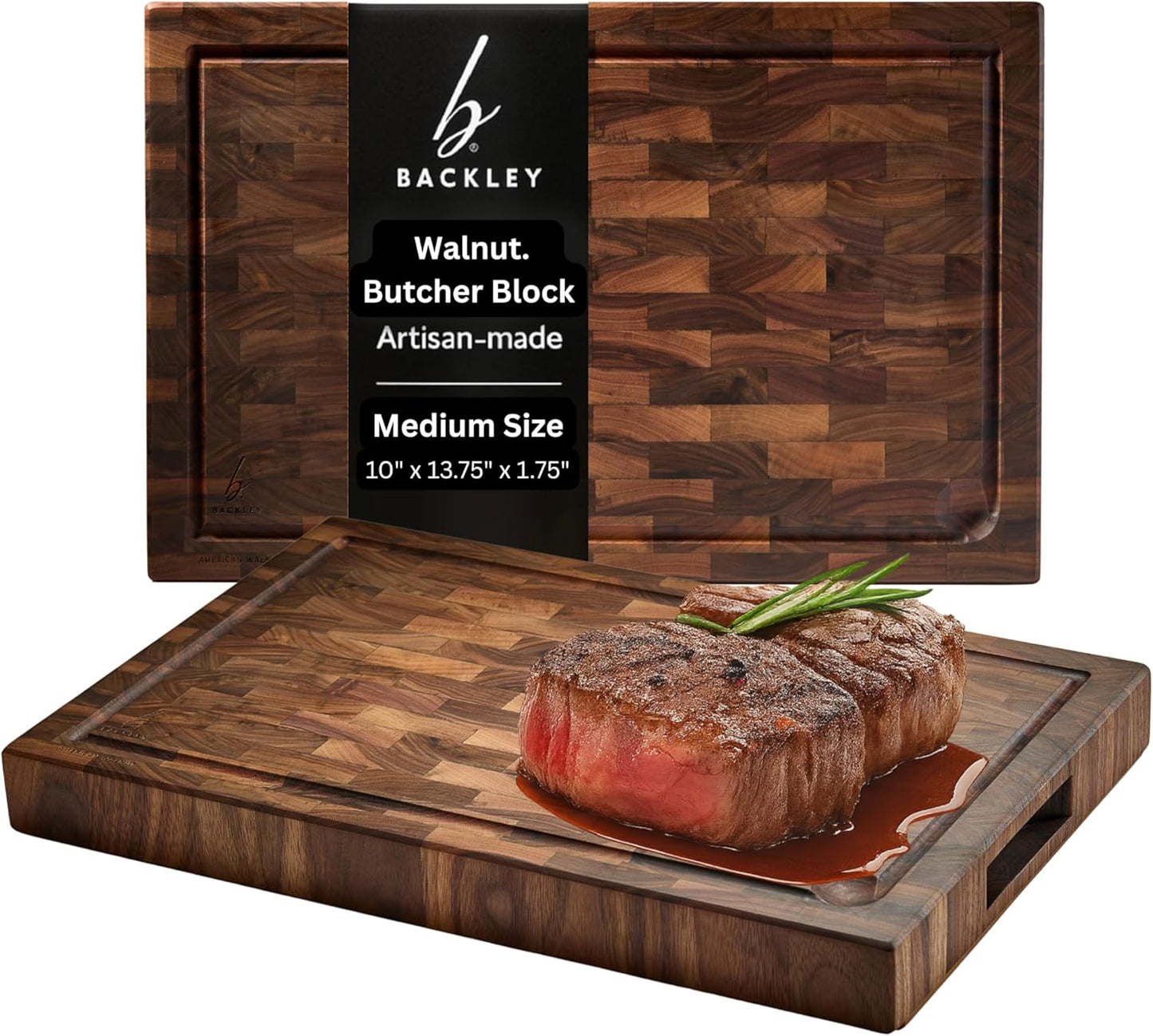 Cutting Board for Kitchen – Wood Cutting Board, Non Toxic Butcher Block, Cutting Boards with Juice Groove & Handles, Charcuterie Board – 11" x 17" x 1.75" (Pyrowood)