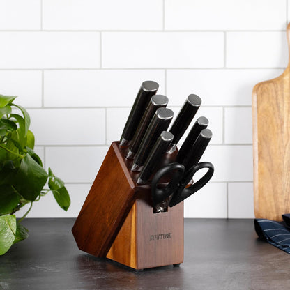 Yatoshi 9 Piece Block Set - Pro Kitchen Knife Set Ultra Sharp High Carbon Steel with Ergonomic Handle