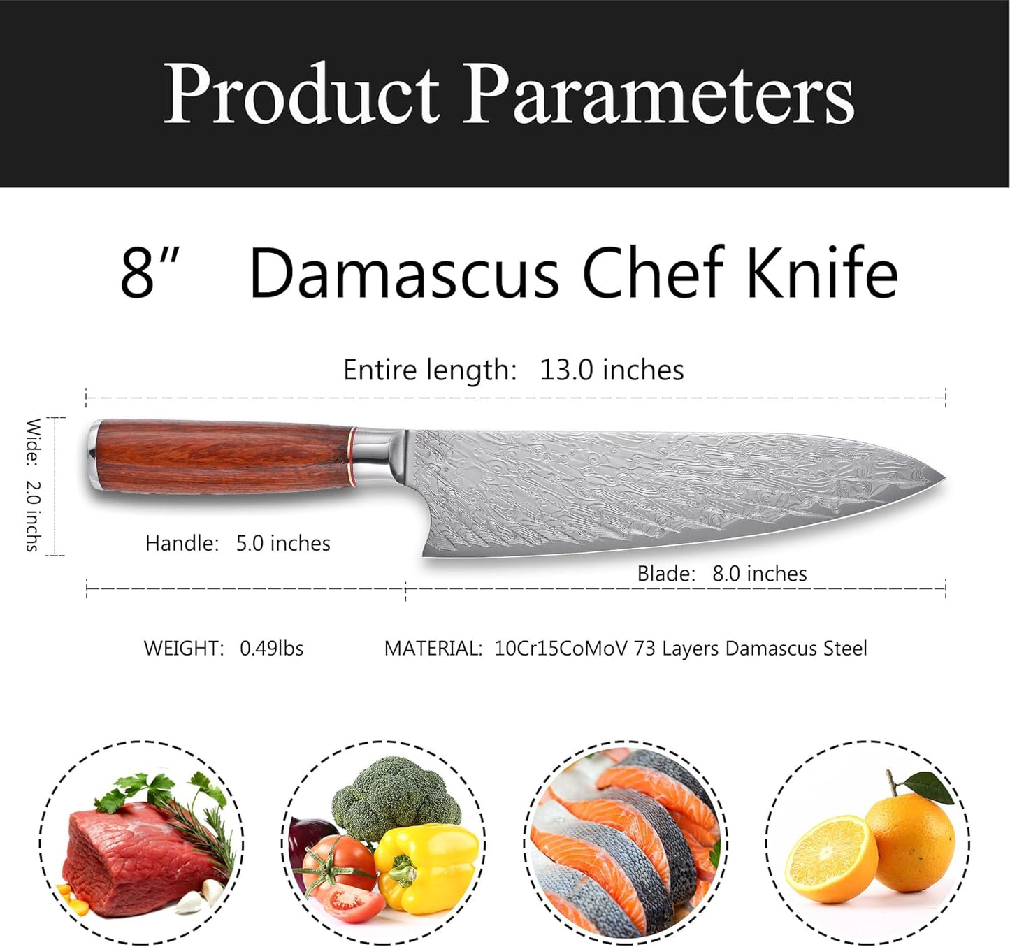Damascus Paring Knife 3.5”, Peeler for Fruit, 73 Layers Damascus Steel Small fruit Knife with 10Cr15CoMoV Cutting Core, White Shadow Wood Handle, for Home & Restaurant, 2026 Gift