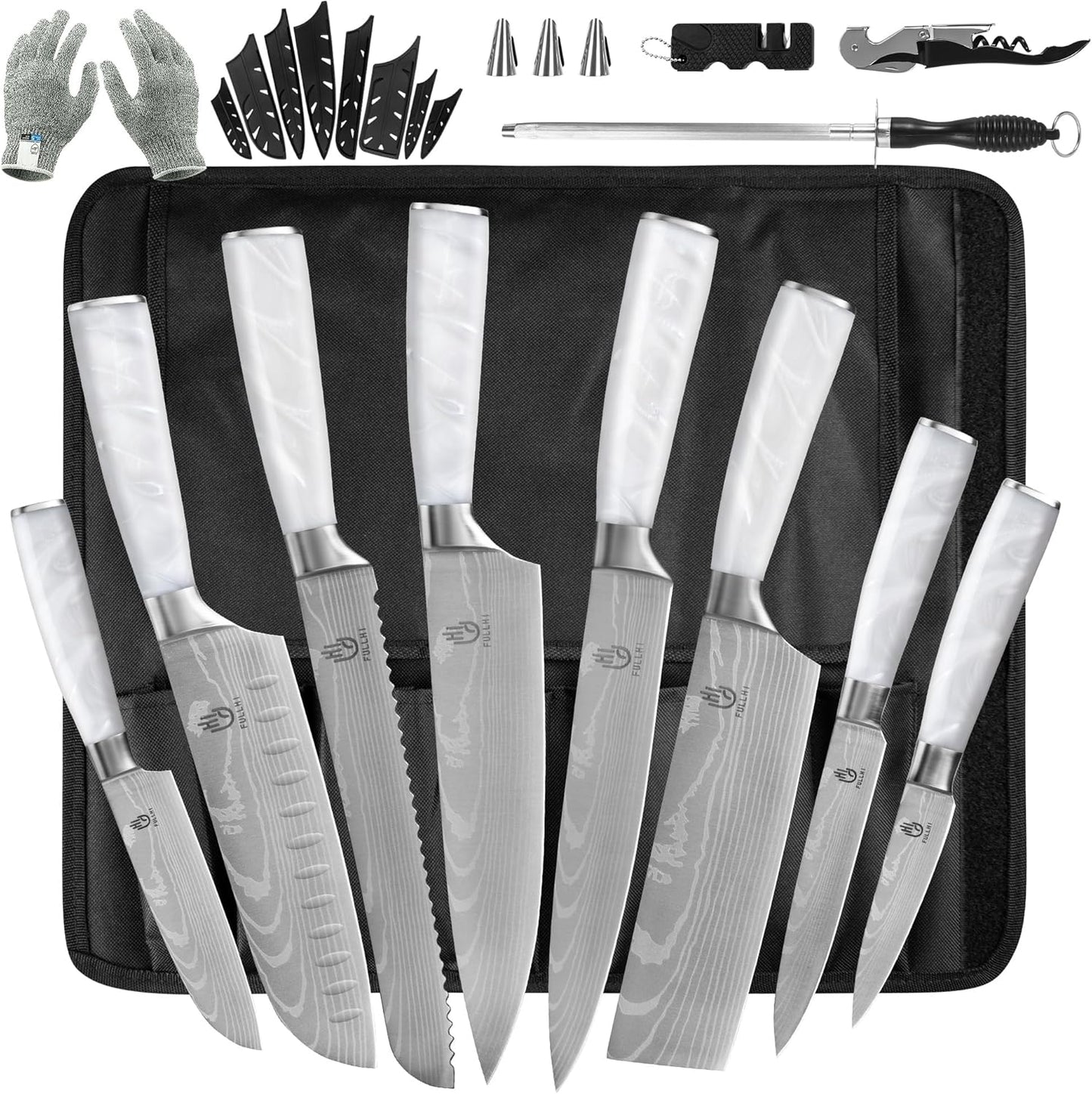 FULLHI Knife Set, 14pcs Japanese Knives Set, Premium German Stainless Steel chef Knife Set