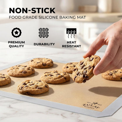 Zulay Kitchen Silicone Baking Mat Sheet Set - Reusable Baking Mat Nonstick - Half Sheet Baking Mat For Oven (Black, 1 Pack)