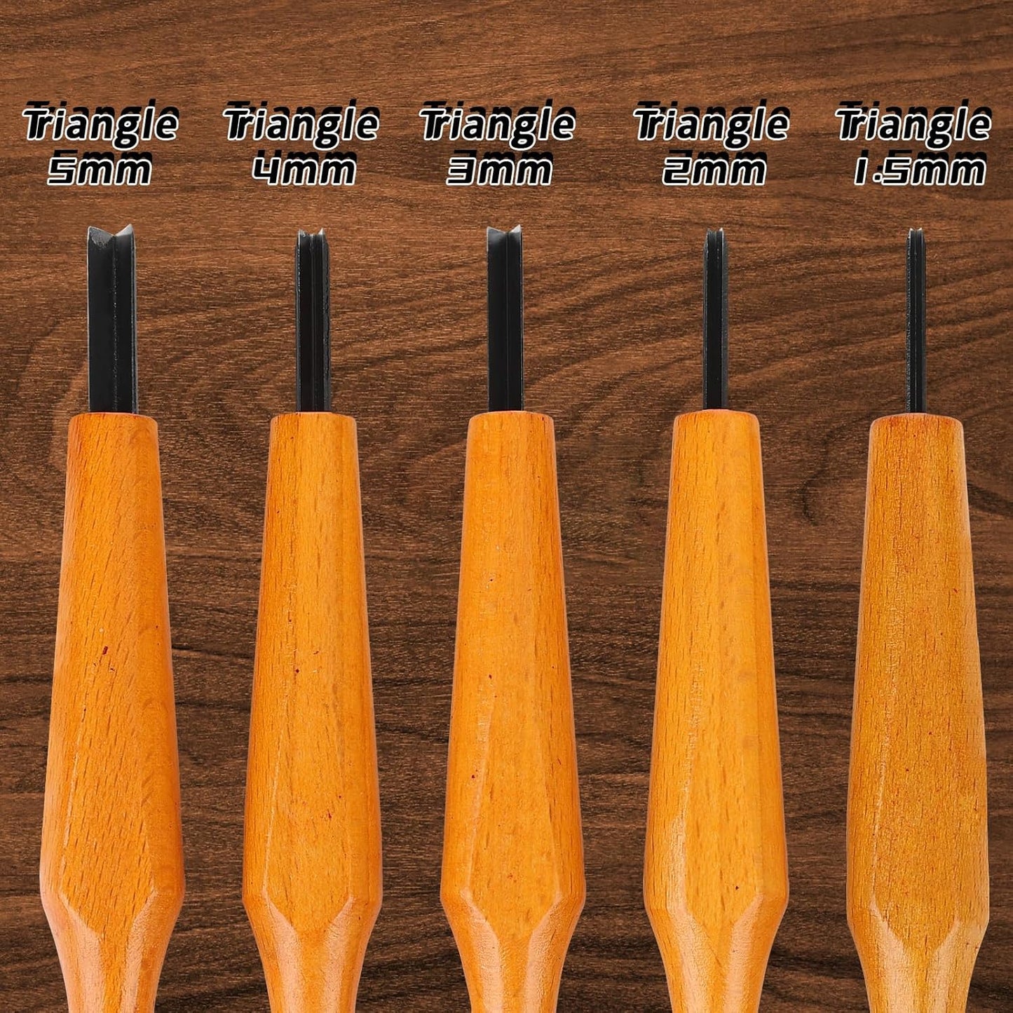 5 Pcs Linocut Tools Sets Linoleum Carving Tools Wood Chisel V Shaped Knife for Printmaking Woodcarving Beginners (1.5mm, 2mm, 3mm, 4mm, 5mm)