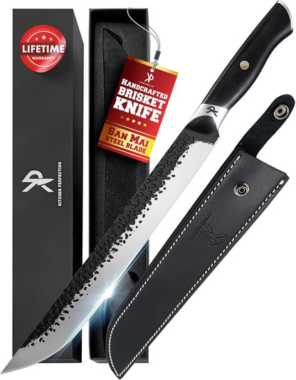 Kitchen perfection Handmade Meat Cleaver Knife for Meat Cutting - Professional 7" Serbian Chef Knife - Made of High Carbon Steel - Hand Sharpen Butcher Knife with Canvas Sheath, Unique Gifts for Men