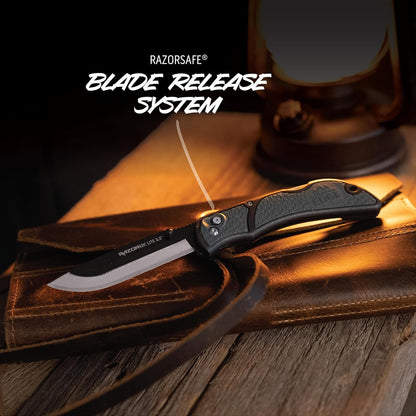 OUTDOOR EDGE 3.5" RazorLite EDC Knife. Pocket Knife with Replaceable Blades and Clip. The Perfect Hunting Blade for Skinning Deer. Blaze Orange with 6 Blades