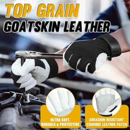 HANDLANDY Work Gloves for Men & Women, Utility Mechanic Working Gloves Touch Screen, Flexible Gardening Gloves for Yard