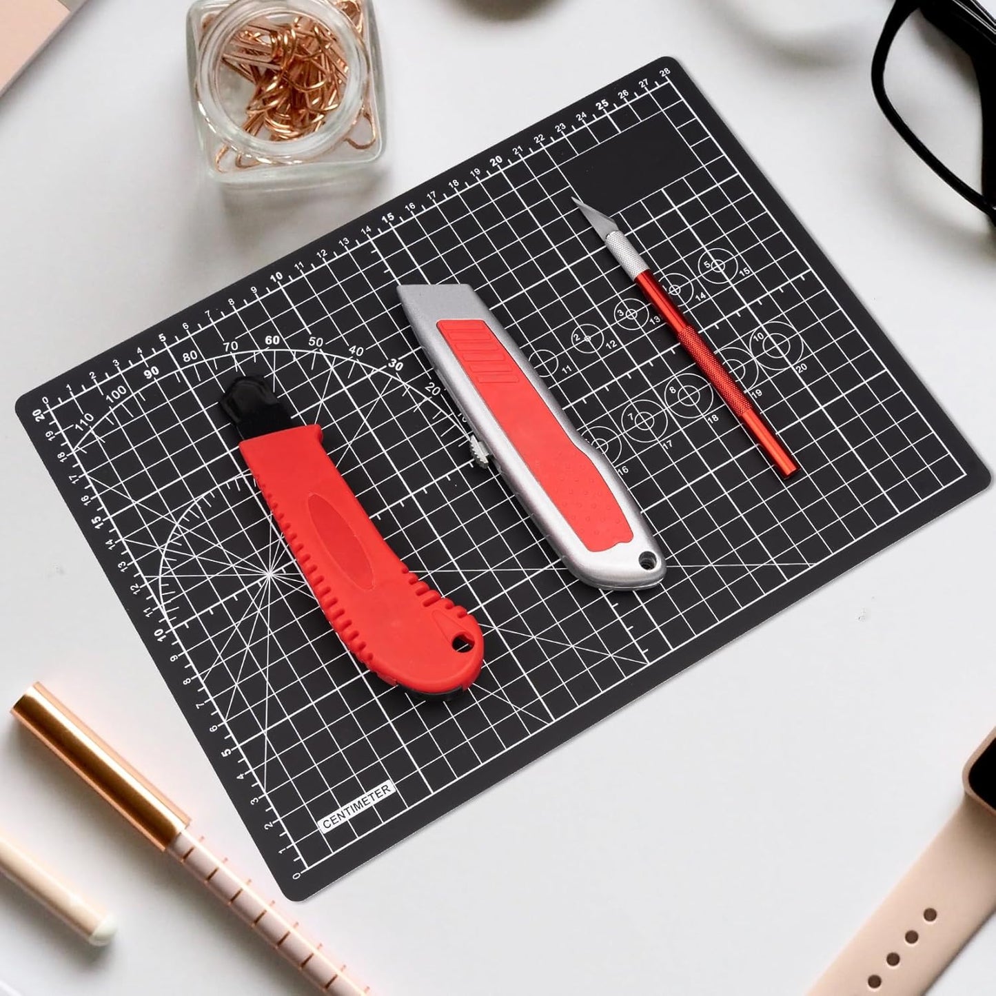 DIYSELF Cutting Mat 8in×6in, Self Healing Cutting Mat, A5 Rotary Cutting Mats for Crafts Sewing Hobby Fabric Project, 5-Ply Craft Cutting Board Double Sided, Craft Mat, Matting & Mounting Materials
