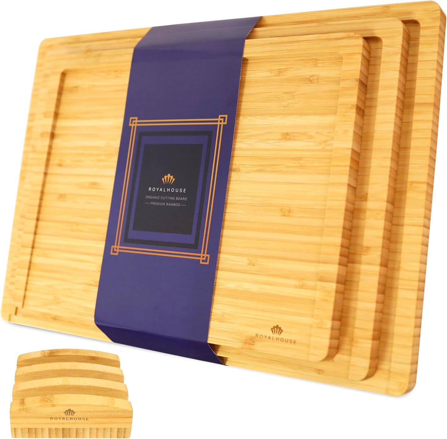 Large Cutting Board, 15x10x0.5 Bamboo Cutting Boards for Kitchen with Juice Groove and Kitchen Chopping Board for Meat Cheese board Heavy Duty Serving Tray,