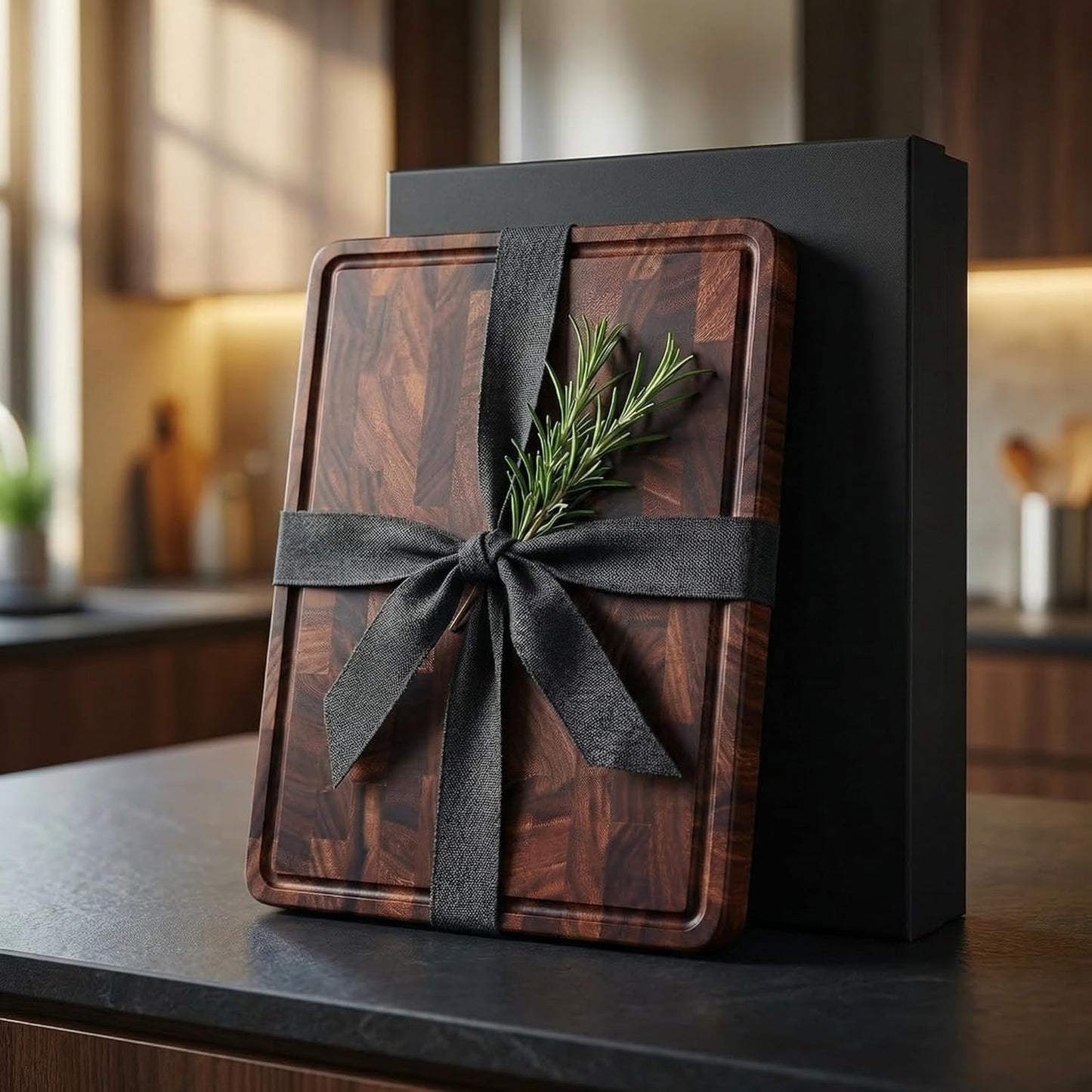Babilonia Walnut Cutting Board - 17" x 13" x 1" Professional and Heavy Duty Non Toxic Wood Chopping Board, Wooden Charcuterie Boards & Butcher Block with Handles (Oil Bottle Included)