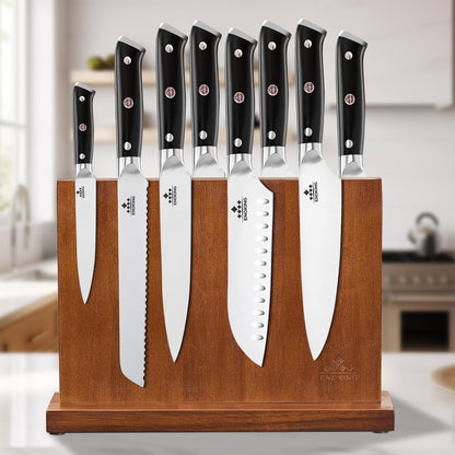 ENOKING Extra Large Magnetic Knife Block, 15.2-In Acacia Wood Knife Holder for Home Kitchen, Universal Knife Holder Stand with Strong Enhanced Magnets for Safe and Multifunctional Knife Storage