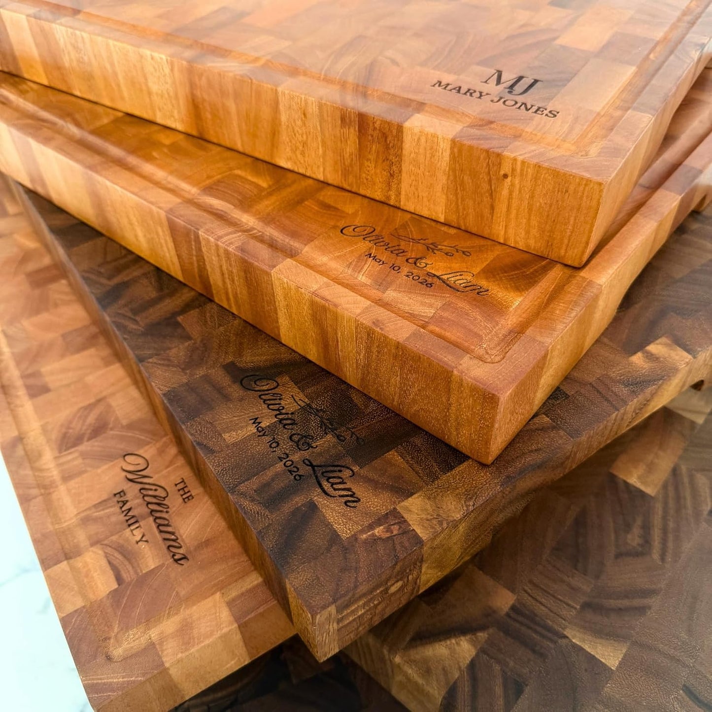 SHUMARU Mahogany End Grain Cutting Board, 17×13×1.6 in – Handmade Butcher Block, Knife-Friendly, Juice Groove, Non-Slip Feet