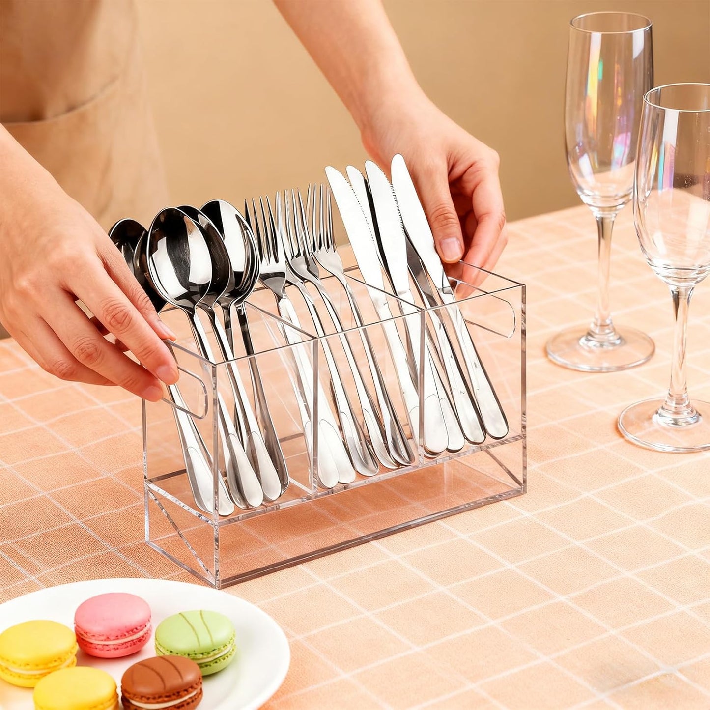Utensil Holder, Upgrade Stainless Steel Utensil Drying Rack with Automatic Drain Tray for Kitchen Counter, Silverware Cutlery Organizer for Spoons, Forks, Knifes, Chopsticks (Black)