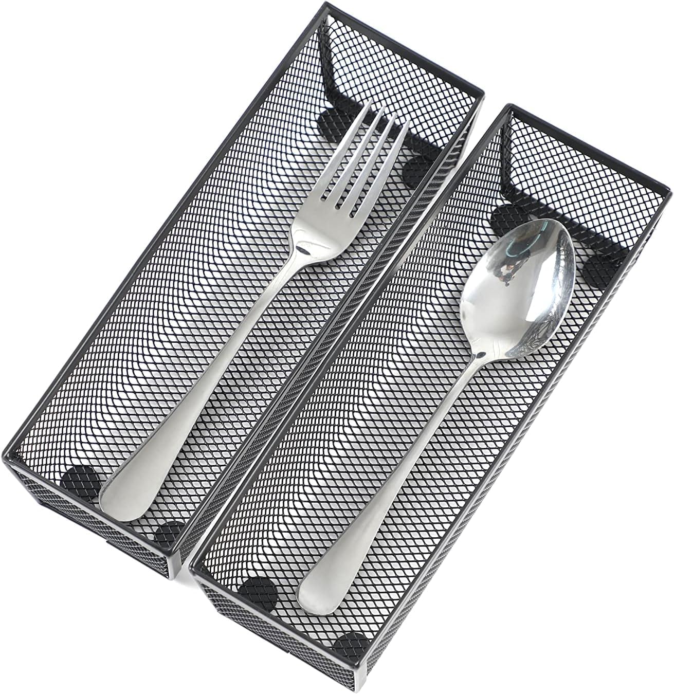 BYCY 3 Pack Mesh Flatware Drawer Organizer for Kitchen/Office/Home Tools,Spoon Knife Fork Organizers Box Utensil Tabletop Storage Tray (12 x 6 x 2 Inch)