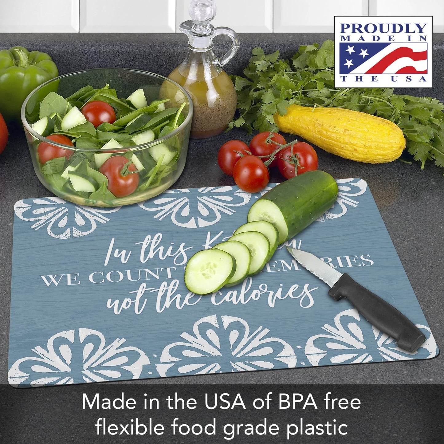 Cut N' Funnel Farmhouse Fall Designer Flexible Cutting Board Mat 15" x 11.5" Made in the USA Decorative Flexible Easy to Clean