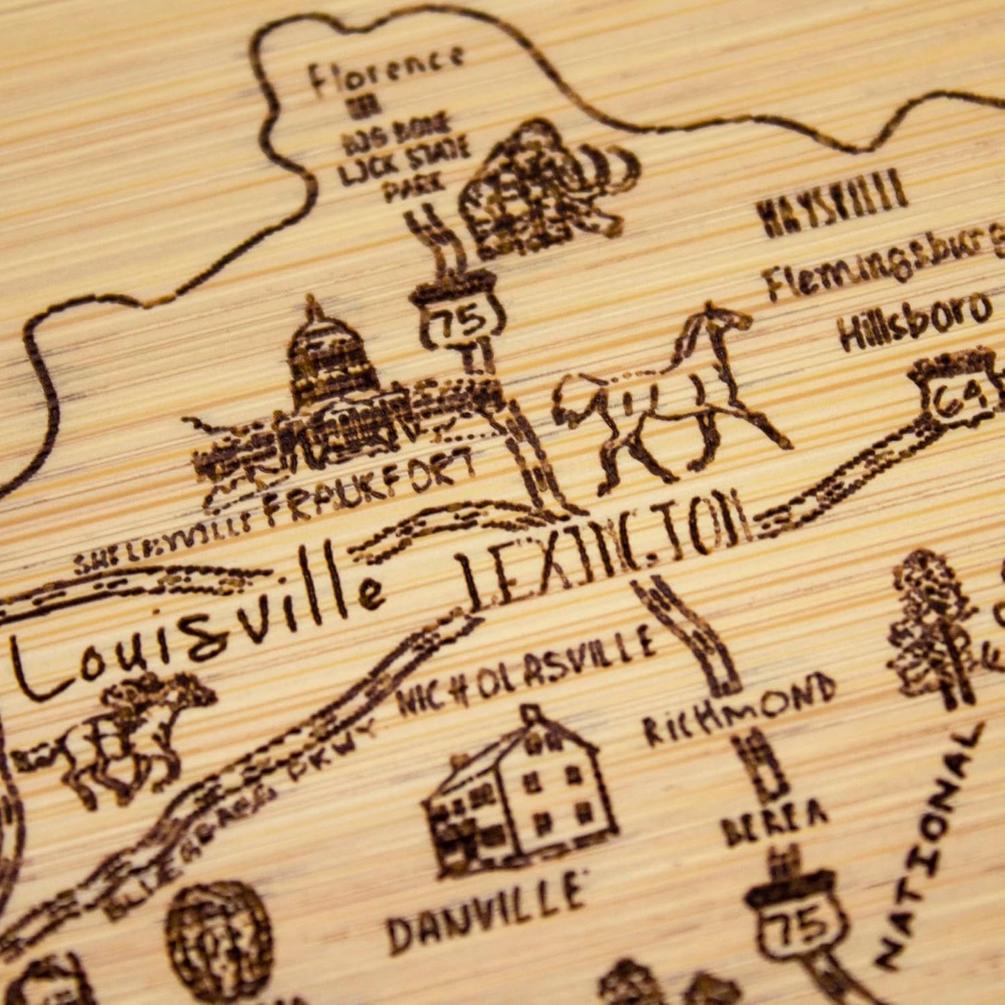 Totally Bamboo A Slice of Life New Jersey State Serving and Cutting Board, 11" x 8.75" - Colors B