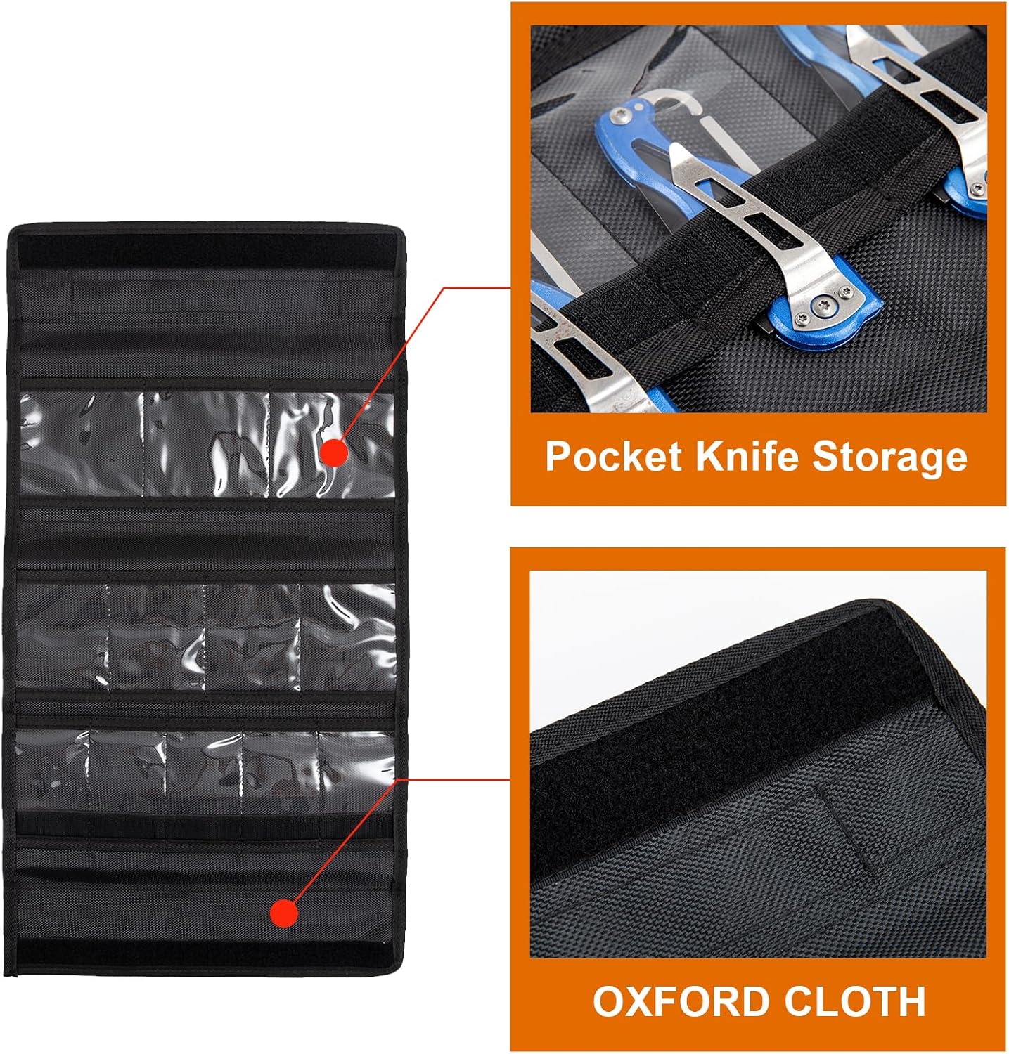 Knife Display Case,12 Slots Folding Knife Roll Bag, Pocket Knife Organizer, Oxford Cloth Folding Small Knife Storage Pouch, Knives Roll Collection Pouch,Tactical Outdoor for EDC Mini Knife Bags