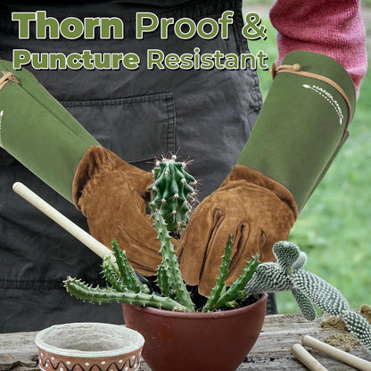 HANDLANDY Rose Pruning Gloves for Men & Women, Long Thorn Proof Gardening Gloves, Breathable Pigskin Leather Gauntlet, Best Garden Gifts & Tools for Gardener