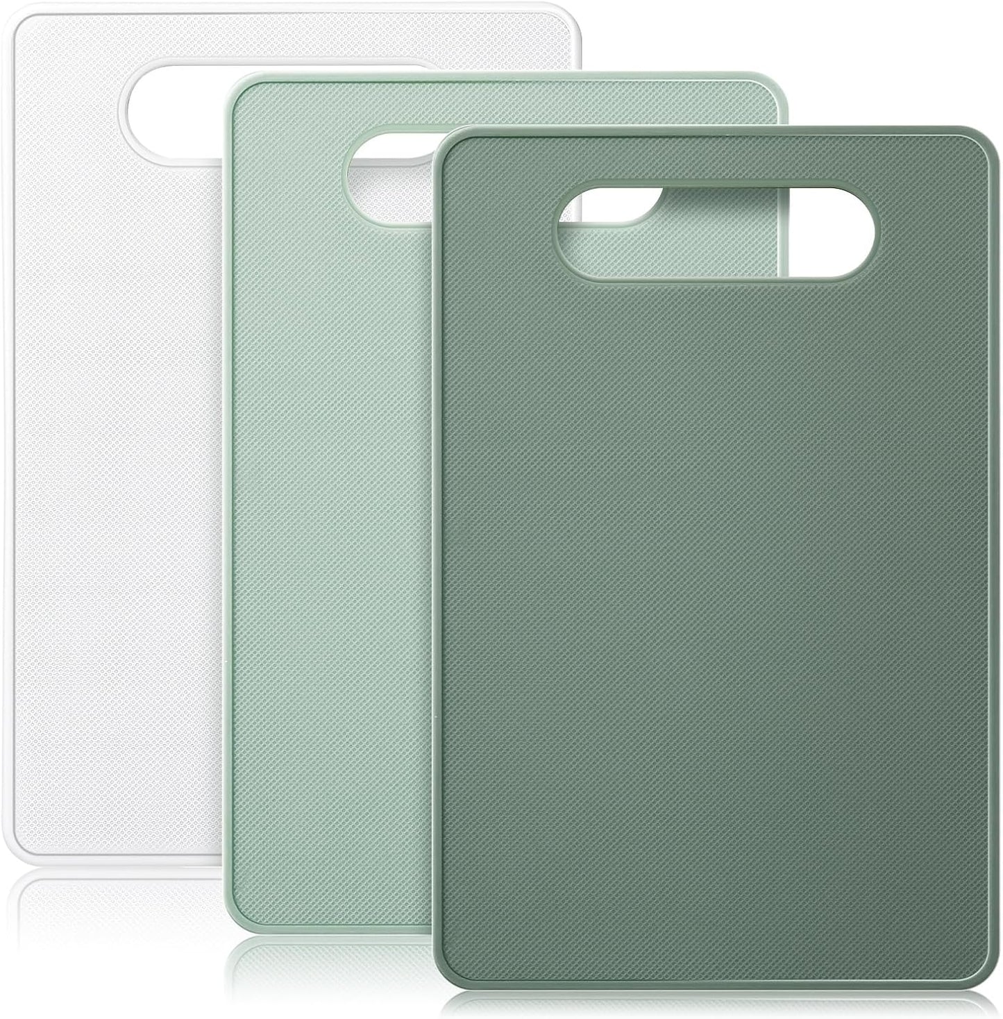 Ziliny 3 Pcs Flexible Small Cutting Boards for Small Kitchen, Thin Plastic Cutting Board Set with Easy Grip Handle, Space Saving Colorful Boards for Apartment, Rv, Meat, Vegetables