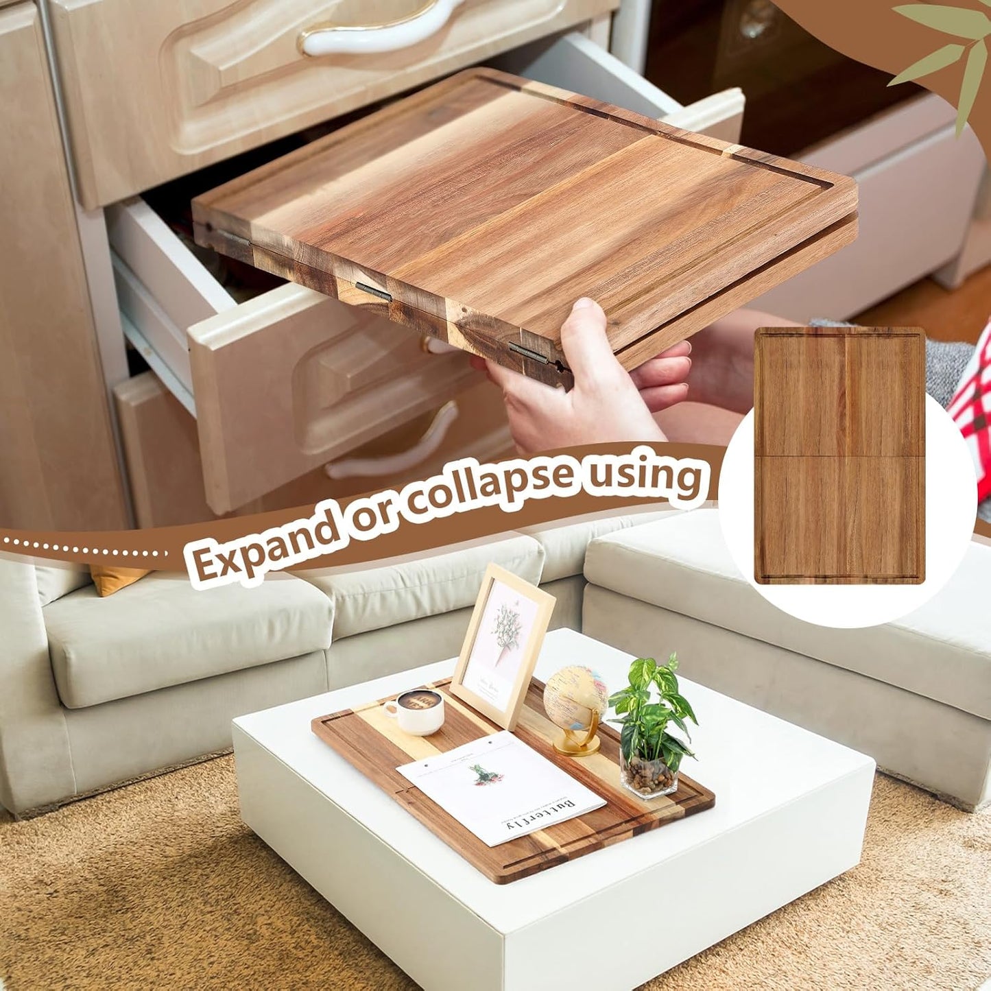 Teenyyou 32 x 18 Large Acacia Wood Cutting Boards for Kitchen Wooden Cutting Board with Juice Groove Extra Large Serving Platter Carving Tray for Meat Cheese(Black)