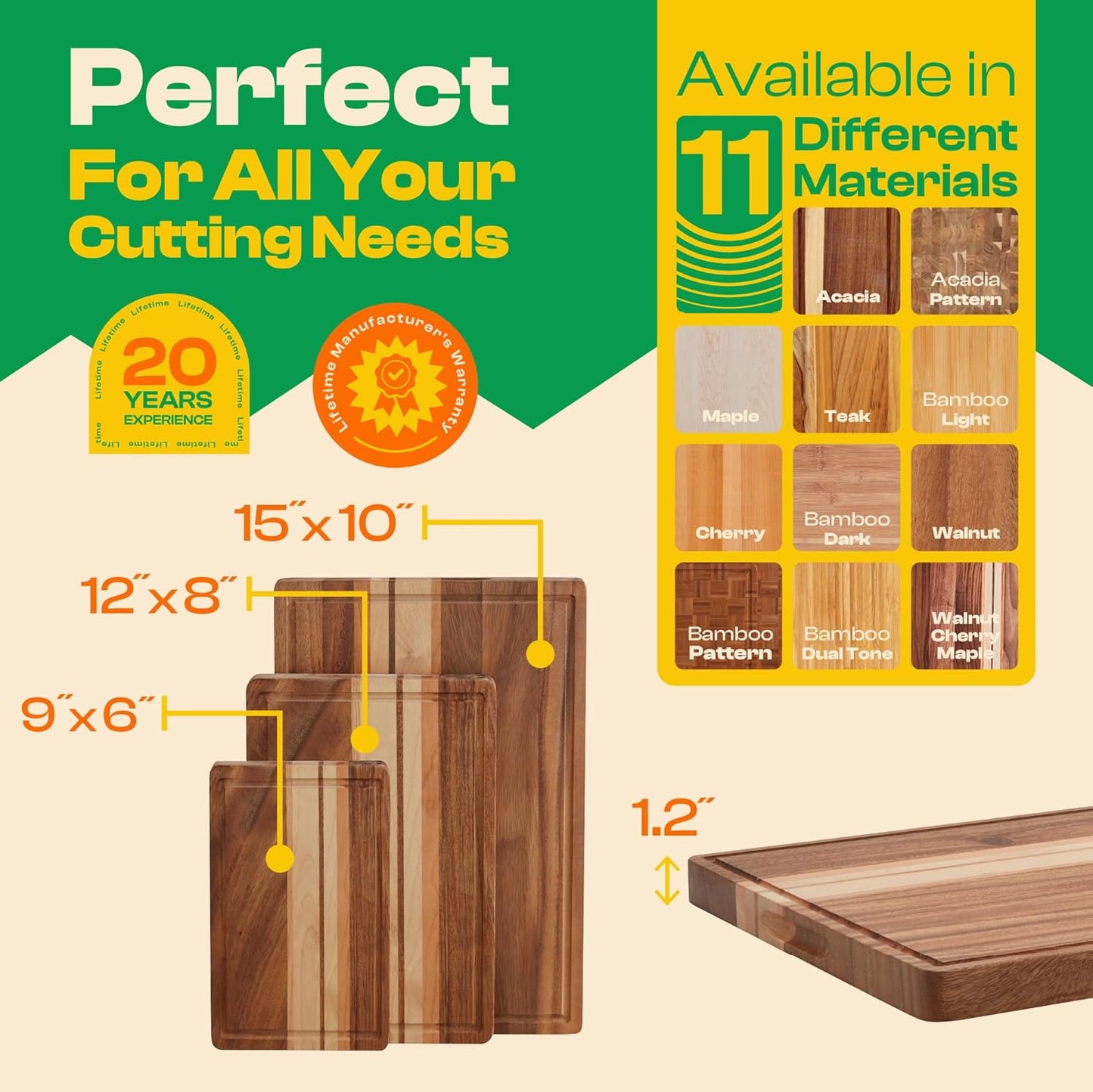 Riveira Walnut Cutting Board Set – Versatile And Durable: Set Of 3 Pcs Rectangular Wooden Cutting Board – Natural Wooden Cutting Boards For Kitchen – Complete Walnut Wooden Chopping Board