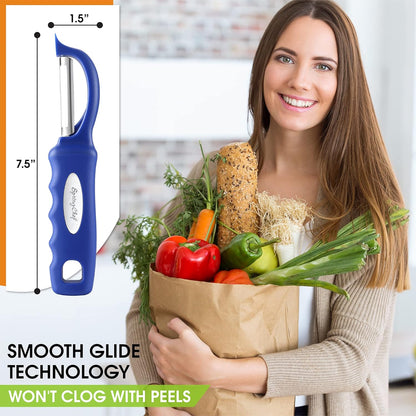 Spring Chef Premium Swivel Vegetable Peeler, Soft Grip Handle and Ultra Sharp Stainless Steel Blades - Perfect Kitchen Peeler For Veggie, Fruit, Potato, Carrot, Apple - Black
