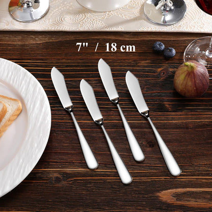 KEAWELL Premium 7" Louise Butter Knives: Set of 4, 18/10 Stainless Steel, Dishwasher Safe and Rust-Resistant (Hammered)