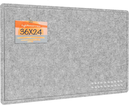 Lightomorrow Bulletin Board, 36 x 24 inches Felt Board - Decorative Pin Board, Cork Board Alternative for Wall, 3' x 2' Foldable Self-Adhesive Vision Board Prayer Board with 20 Pushpins - Black