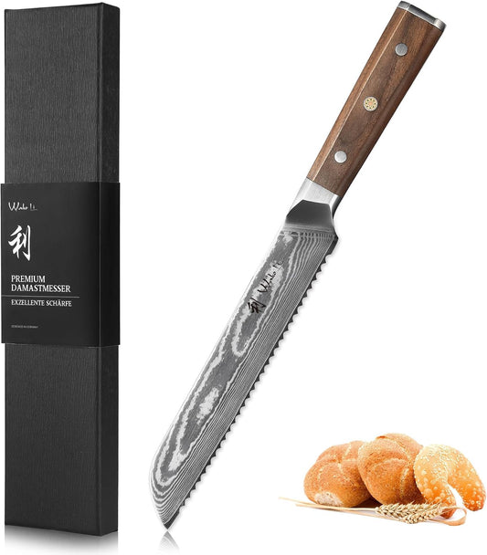 WakoliCDamascus Kiritsuke Knife – Full Tang Chef Knife | 6-Inch Blade Made of 67-Layer Damascus Steel with VG10 Core | Walnut Wood Handle | Sharp, Durable, Gift Box Included
