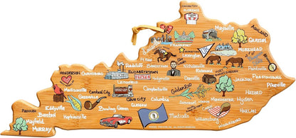 Totally Bamboo Tennessee State Shaped Cutting Board and Charcuterie Serving Platter with Artwork by Fish Kiss, Includes Hang Tie for Wall Display - Colors A