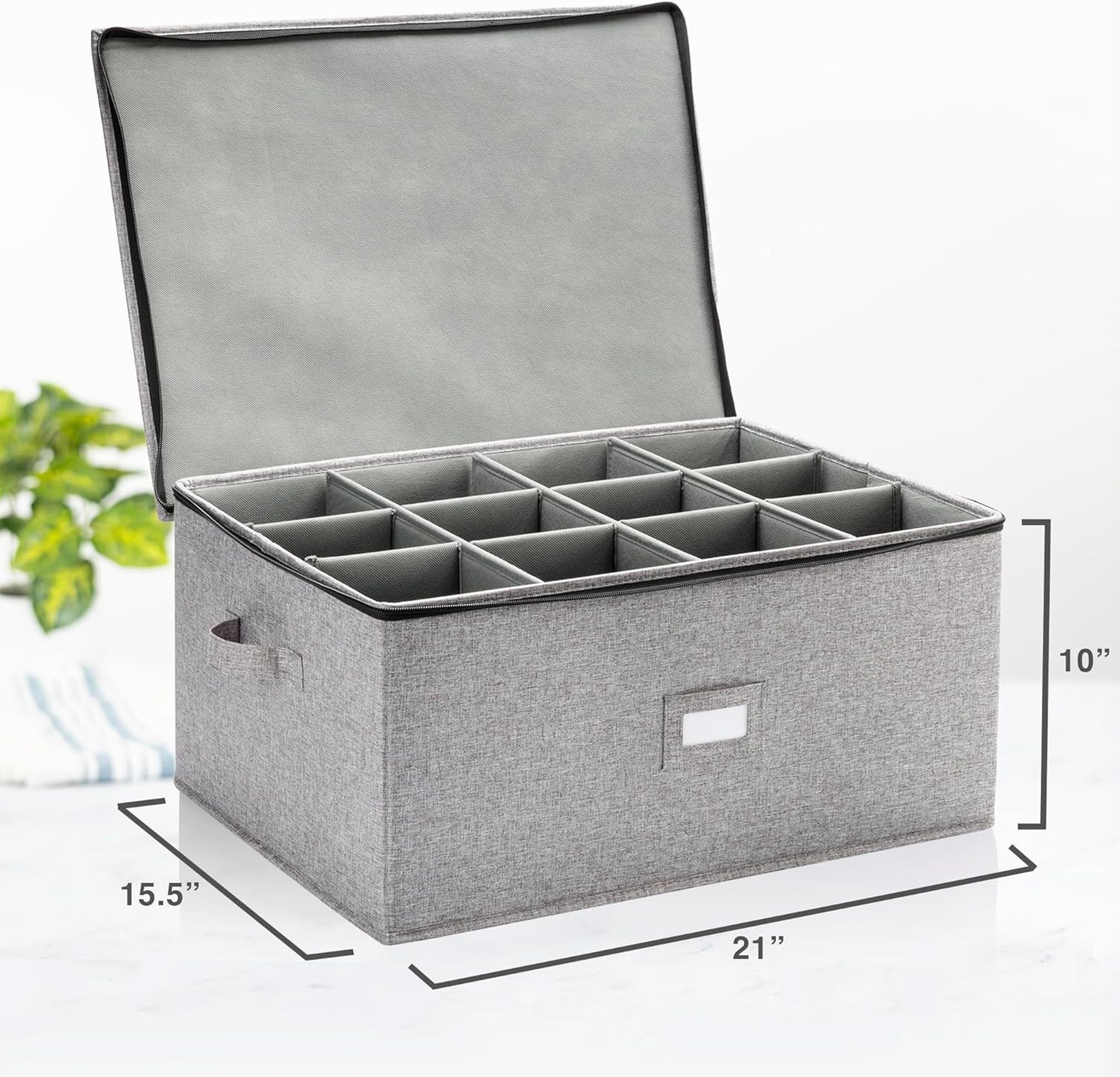 Flatware Storage Case with 5 Adjustable Compartments - Tableware Utensil Chest with Carrying Handles - Protects and Organizes Cutlery and Silverware - Hard Shell and Stackable