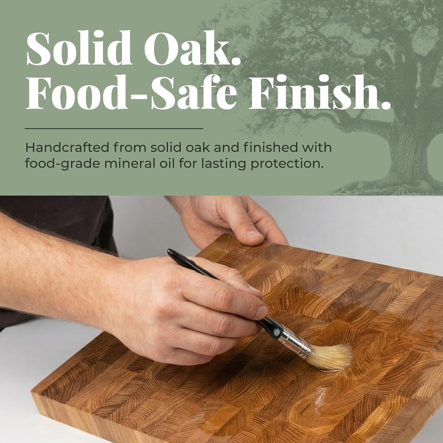 End Grain Cutting Board 12"x10", Butcher Block Oak Wood Chopping Board with Non-Slip Feet & Handles, Charcuterie Board, Knife-Friendly, Serving Cutting Board for Kitchen