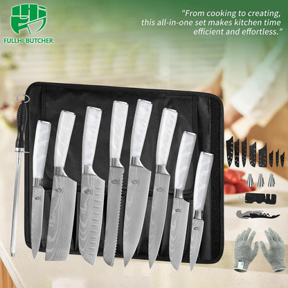 FULLHI Knife Set, 14pcs Japanese Knives Set, Premium German Stainless Steel chef Knife Set