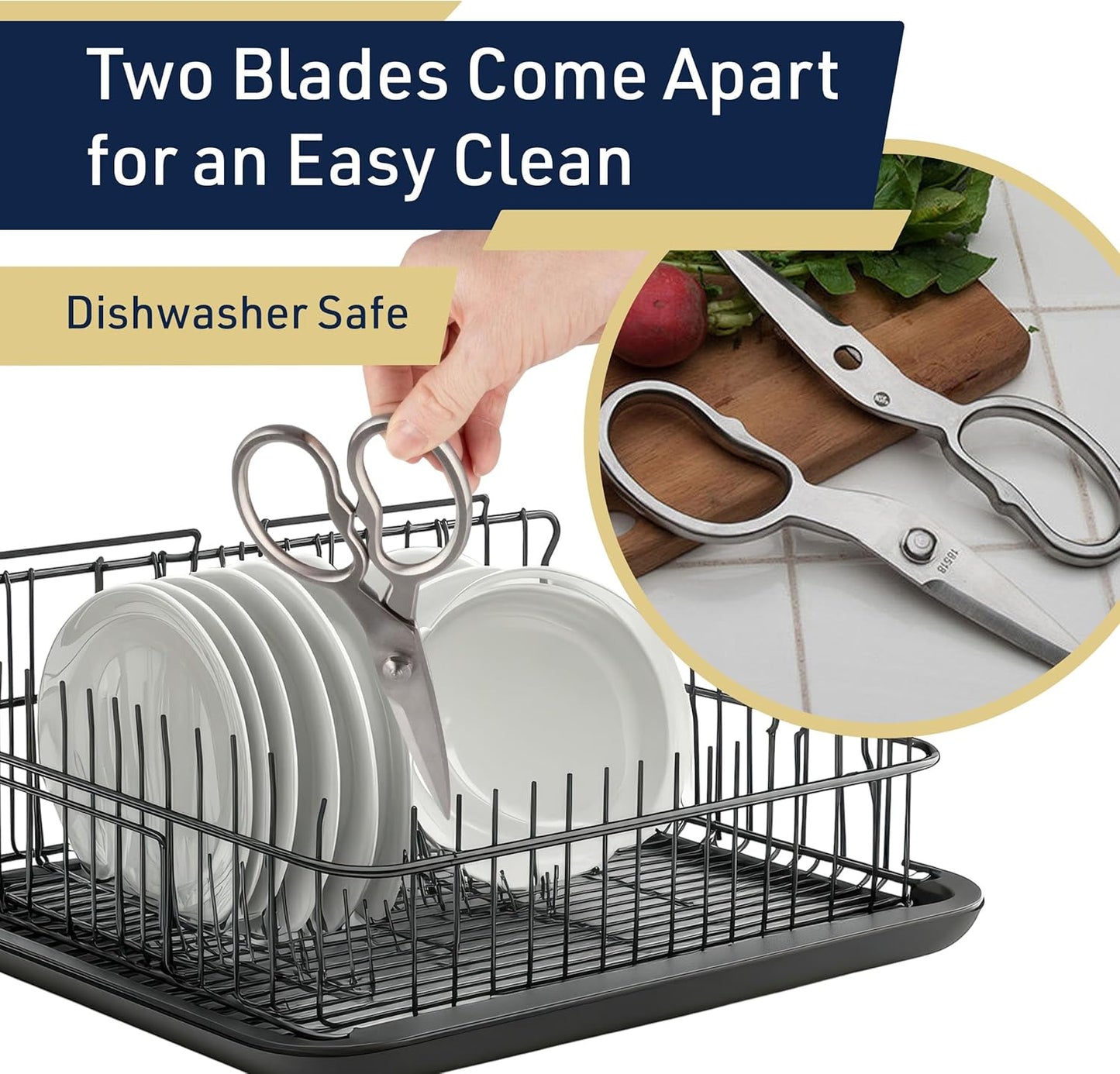 Heavy Duty Kitchen Scissors - Multipurpose Forged Stainless Steel Scissors for Meat, Chicken, Fish, and Herbs - 8.25 Inch Kitchen Shears that Come Apart for Easy Cleaning by Kings County Tools