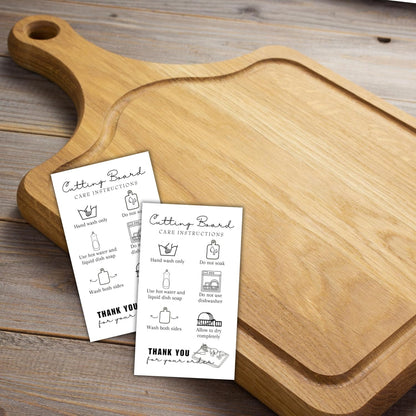 Cutting Board Care Cards Instruction Wood Charcuterie Handmade | 50pk 2x3.5” Washing Handling Directions Clients Packaging