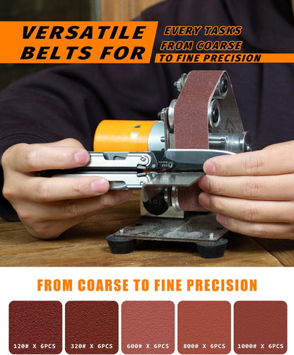 Mini Belt Sander, Electric Small Sander Knife Making Supplies, 7 Adjustable Speed Electric Knife Sharpener, Power Belt Grinder for Woodworking, Metal Working DIY (6.5'' x 6.8'' x 4.8'')