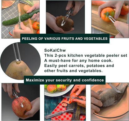 Potato Peelers for Kitchen, 2 Pcs, Just Like Mom's old steel Peeler