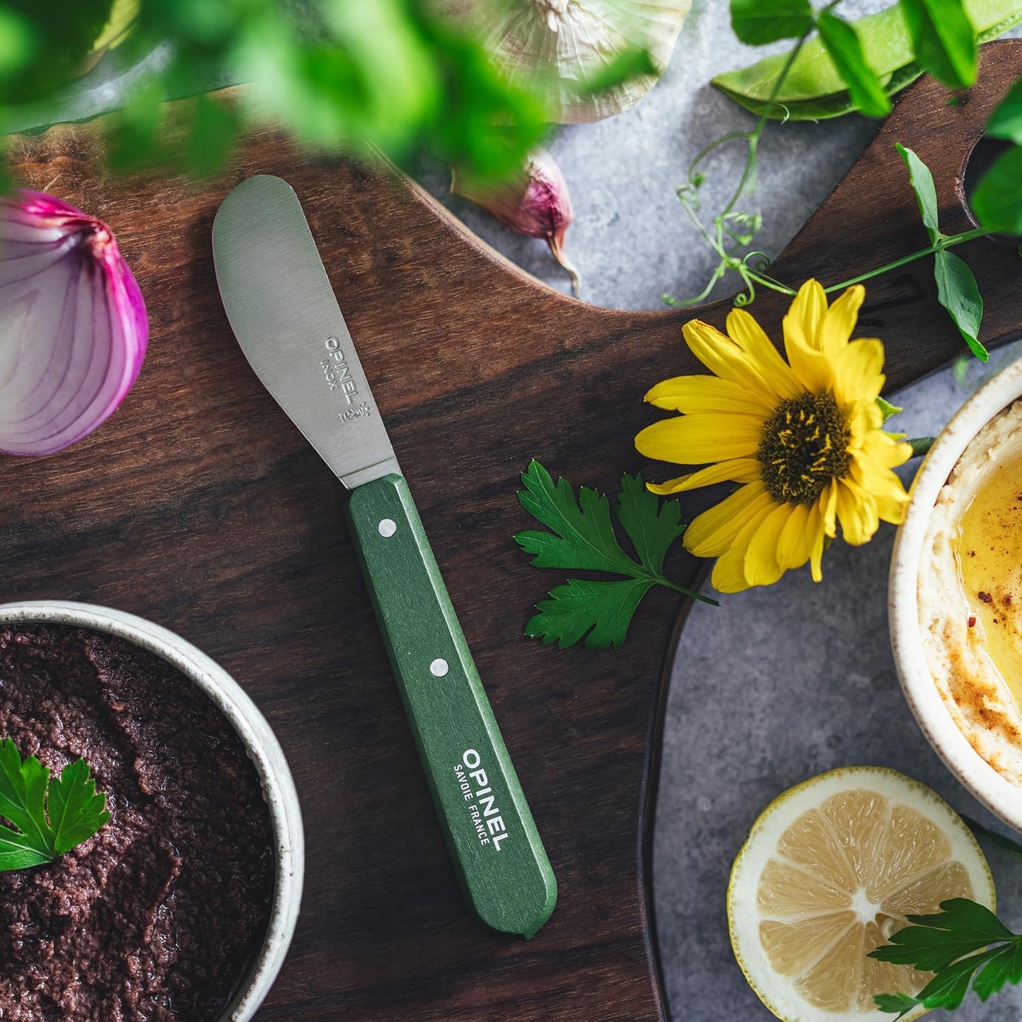 OPINEL Essential No.117 Spreading + Butter Knife, Painted Hornbeam Wood Handles, Made in France (Natural)