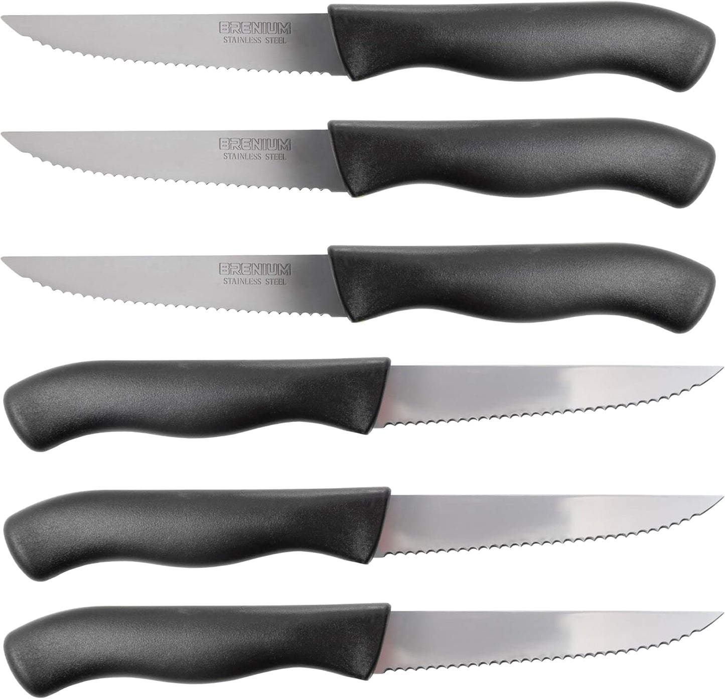 6-Piece Paring Knife Set – 4 Inch Razor Sharp Stainless Steel Spear Point Blades, Precision Fruit and Vegetable Cutting Knives, Ergonomic Non-Slip Handles – Green, Serrated Edge