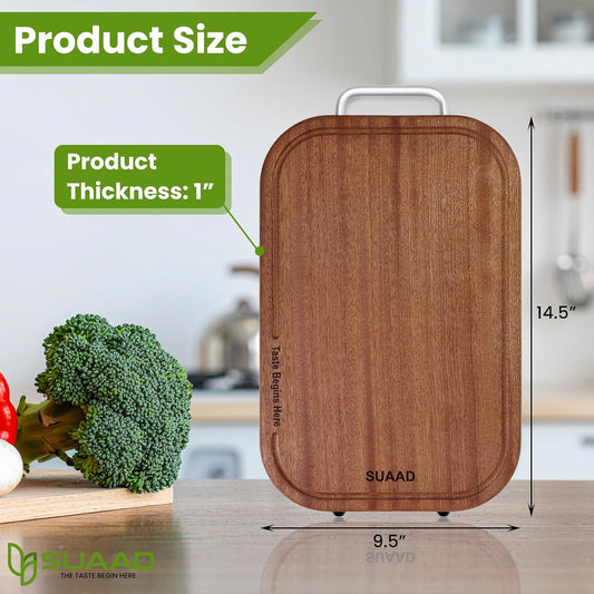 Ebony Wood Cutting Board for Kitchen – Double-Sided Wooden Chopping Board for Kitchen with Juice Groove, Knife-Friendly Surface, Thick Butcher Block for Meat, Cheese, Charcuterie, Meal Prep