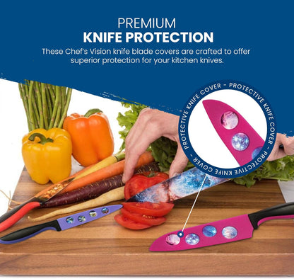 CHEF'S VISION Landscape Knife Blade Covers - Premium Kitchen Knife Guards - Protect your Knives With Stylish Knife Sheaths - Durable and Protective Knife Sleeves - Knives not Included