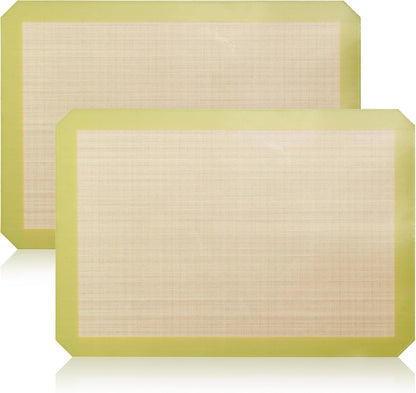 Luckyiren 2-Pack Silicone Baking Mats – Non-Stick Reusable BPA-Free Oven Liners, 100% Food-Grade Silicone, Fit Half Sheet Pans (16.54" x 11.62") for Cookies, Pastry & More