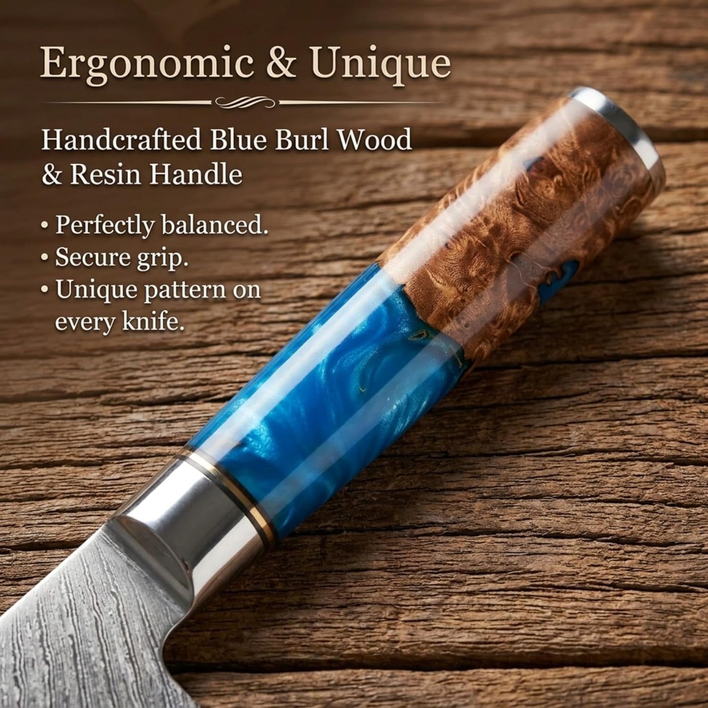 Tidal Blue - 7" Nakiri Knife - Damascus